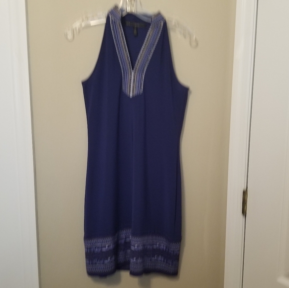 White House Black Market Dresses & Skirts - White House Black Market, Embroidered Knit Shift Dress size XS blue